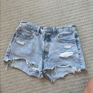 Levi’s Light Wash Distressed Denim Shorts - Women